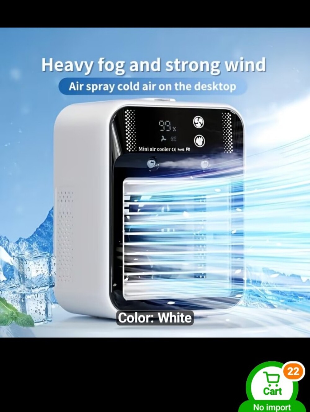 Portable White Mini Air Cooler - Desktop Size